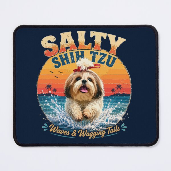 Item preview, Salty Shih Tzu – Waves & Wagging Tails Vintage Beach Dog T-Shirt | Cute Summer Shih Tzu Lover Gift designed and sold by PawsAndPallette .