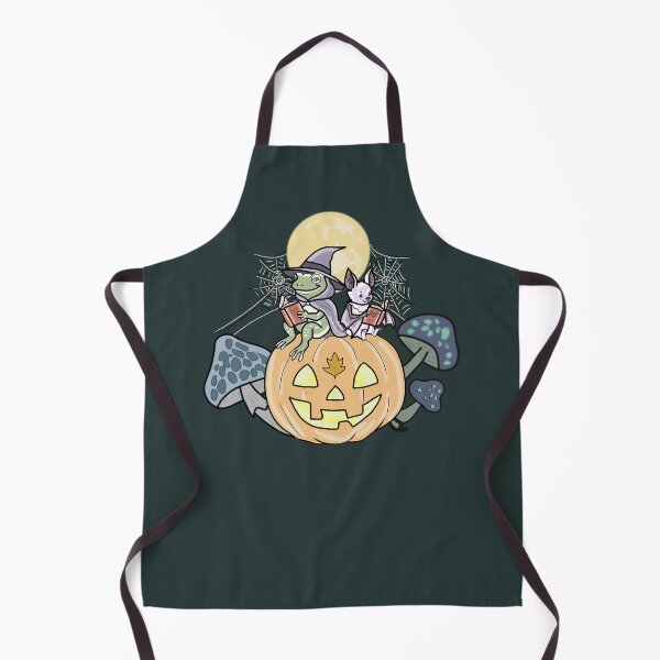 Item preview, Frog Witch and Bat Cottagecore Mushroom Halloween Pumpkin designed and sold by LeshanArt.