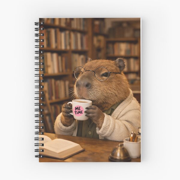 Item preview, Capybara Drinking Coffee In Library Me Time designed and sold by Soluna Studio.