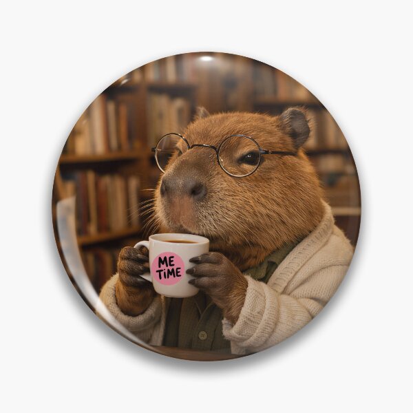 Item preview, Capybara Drinking Coffee In Library Me Time designed and sold by Soluna Studio.