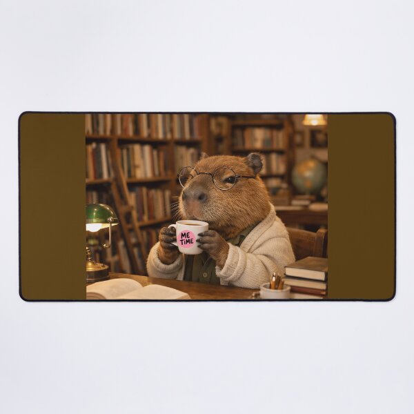 Item preview, Capybara Drinking Coffee In Library Me Time designed and sold by Soluna Studio.
