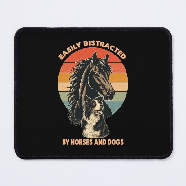 Item preview, Easily Distracted by Horses and Dogs | Funny Animal Lover | Horse Lover | Dog Lover | Retro Sunset Vintage Country Farm Life Graphic designed and sold by Made by Tamar.