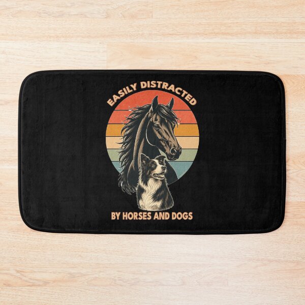 Item preview, Easily Distracted by Horses and Dogs | Funny Animal Lover | Horse Lover | Dog Lover | Retro Sunset Vintage Country Farm Life Graphic designed and sold by Made by Tamar.