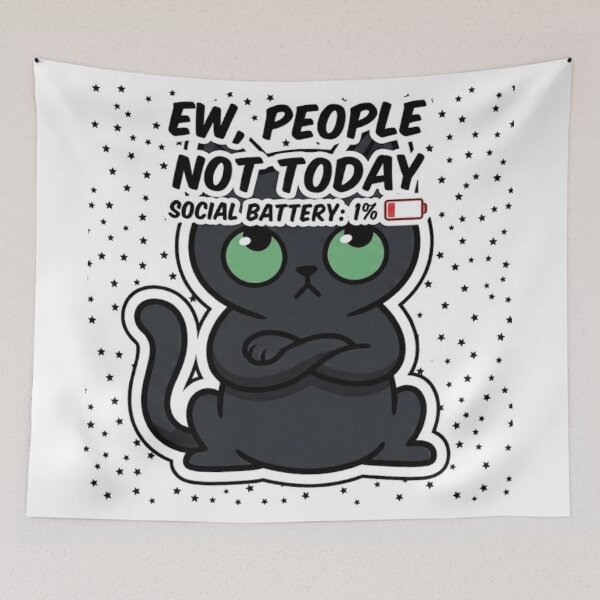 Item preview, Grumpy Black Cat - Introverted Humor designed and sold by conamor-bymel.