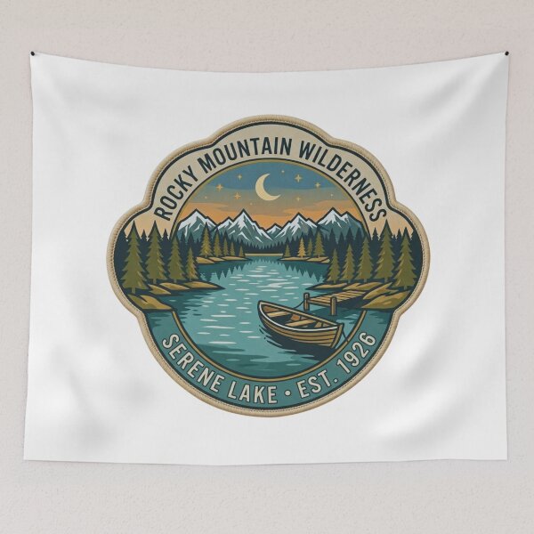 Item preview, Rocky Mountain Wilderness – Serene Lake Adventure Patch designed and sold by GabeMountainArt.