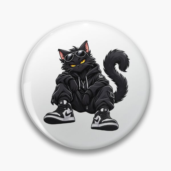 Item preview, Cool Black Cat in Streetwear Hoodie and Sneakers designed and sold by AleksKos.