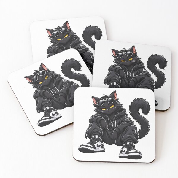Item preview, Cool Black Cat in Streetwear Hoodie and Sneakers designed and sold by AleksKos.