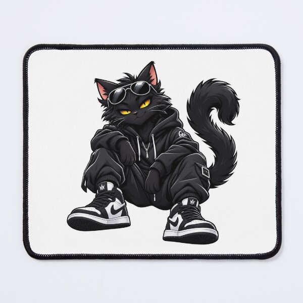 Item preview, Cool Black Cat in Streetwear Hoodie and Sneakers designed and sold by AleksKos.