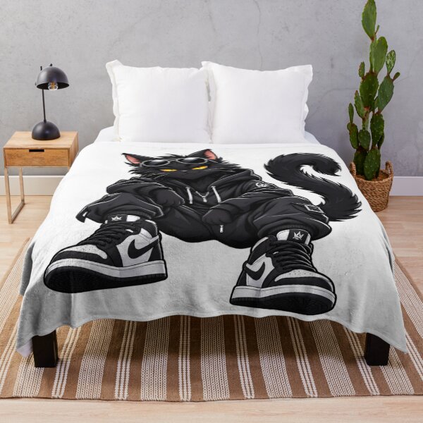 Item preview, Cool Black Cat in Streetwear Hoodie and Sneakers designed and sold by AleksKos.