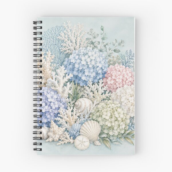 Item preview, Coastal Grandmother Granddaughter Hydrangea Corals Shells Square Pillows Throws Living Room Accents Art Home Decor Wall  designed and sold by CottageGingham.