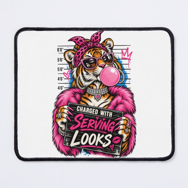 Item preview, Charged With Serving Looks - Glam Tiger Mugshot designed and sold by BumbleBloom7.