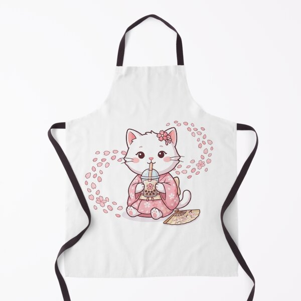 Item preview, Cute Cat Drinking Sakura Bubble Tea - Kawaii Boba Milk Tea Art designed and sold by PetalsPaws.