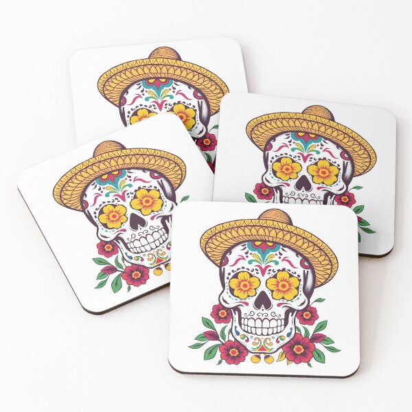 Item preview, Día de los Muertos Celebración - Ornate Sugar Skull with Sombrero and Confetti Pattern designed and sold by tomsze12.