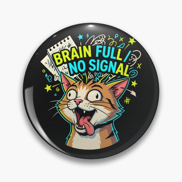 Item preview, Brain Full No Signal Crazed Cat - Student Teacher ADHD Humor designed and sold by SplashTastic.