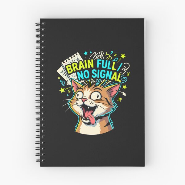 Item preview, Brain Full No Signal Crazed Cat - Student Teacher ADHD Humor designed and sold by SplashTastic.