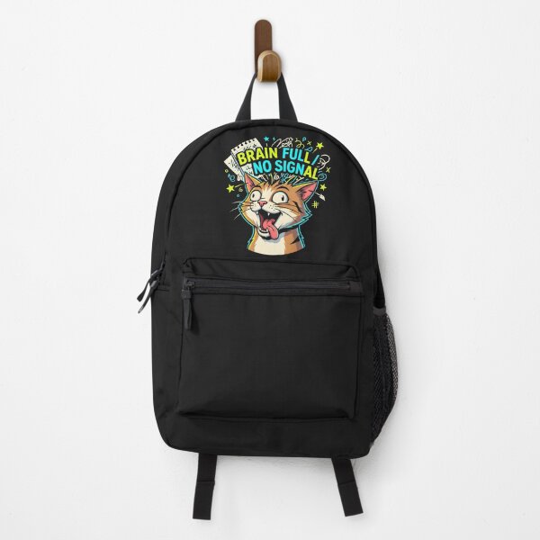 Item preview, Brain Full No Signal Crazed Cat - Student Teacher ADHD Humor designed and sold by SplashTastic.