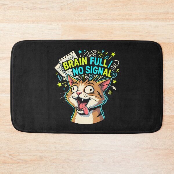 Item preview, Brain Full No Signal Crazed Cat - Student Teacher ADHD Humor designed and sold by SplashTastic.