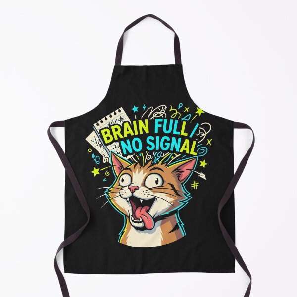 Item preview, Brain Full No Signal Crazed Cat - Student Teacher ADHD Humor designed and sold by SplashTastic.