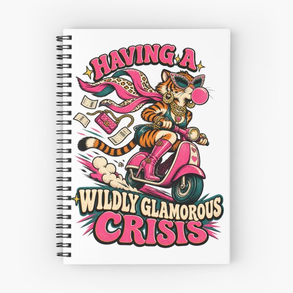 Item preview, Wildly Glamorous Crisis Tiger - Retro Pink Moped & Shopping designed and sold by BumbleBloom7.