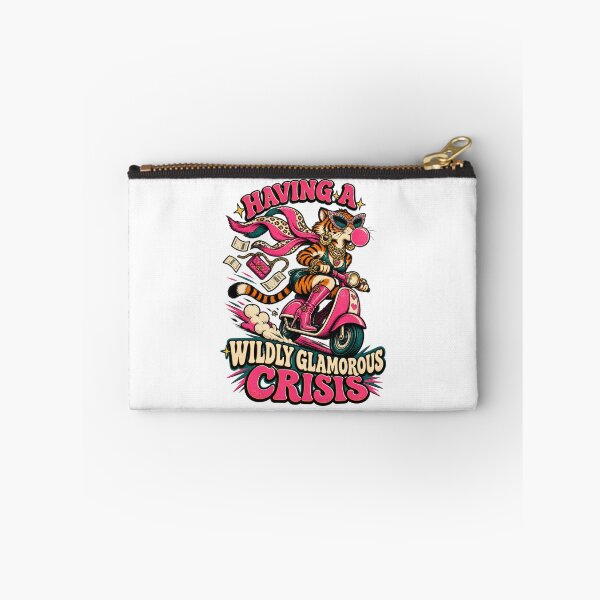 Item preview, Wildly Glamorous Crisis Tiger - Retro Pink Moped & Shopping designed and sold by BumbleBloom7.