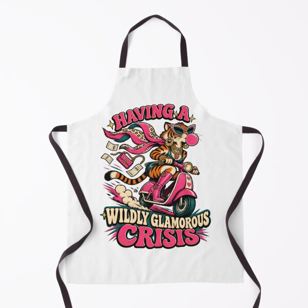 Item preview, Wildly Glamorous Crisis Tiger - Retro Pink Moped & Shopping designed and sold by BumbleBloom7.
