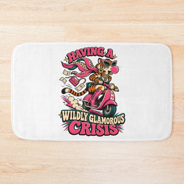 Item preview, Wildly Glamorous Crisis Tiger - Retro Pink Moped & Shopping designed and sold by BumbleBloom7.