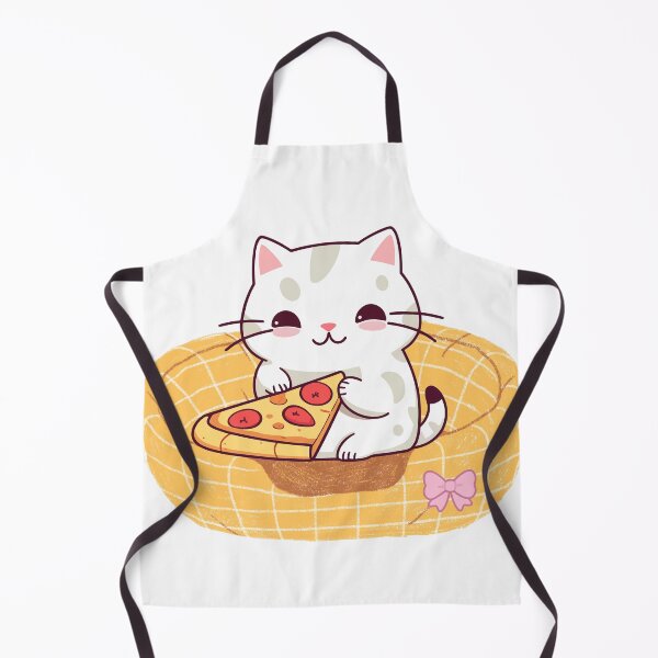 Item preview, Cute Cat Eating Pizza in Basket - Funny Kawaii Cat Illustration designed and sold by WhiskerandQuill.