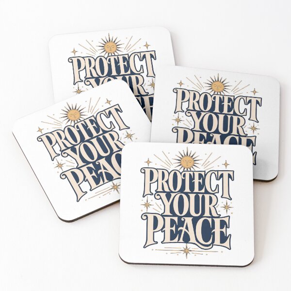 Item preview, Protect Your Peace Retro 70s Celestial Sun Vintage Boho Typography designed and sold by HimaPrototype.
