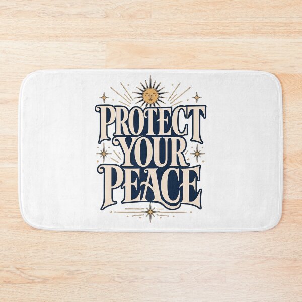 Item preview, Protect Your Peace Retro 70s Celestial Sun Vintage Boho Typography designed and sold by HimaPrototype.