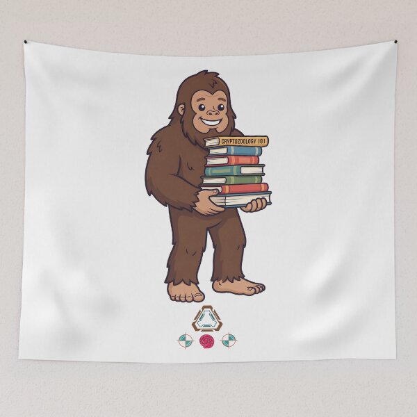 Item preview, Cute Bigfoot Studying Cryptozoology 101 Book Stack designed and sold by Whimsy Trail Co.
