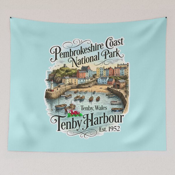 Item preview, Tenby Harbour Wales Vintage Art designed and sold by EvergreenPark - Tee Studio.