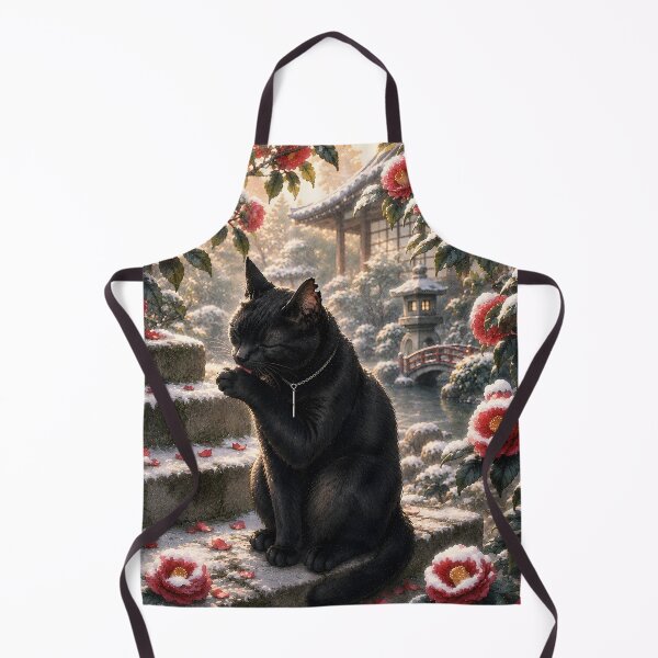 Item preview, Camellias and a Black Cat – A Peaceful Japanese Winter designed and sold by solace-garden.