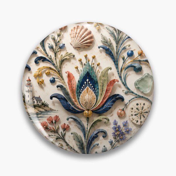 Item preview, Coastal Folk Floral Pattern | Baltic Inspired Design designed and sold by TheSlowShore.