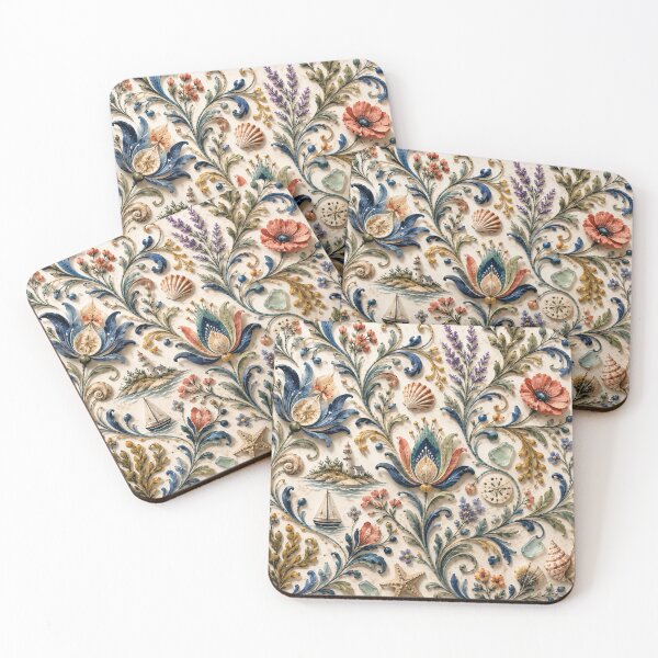 Item preview, Coastal Folk Floral Pattern | Baltic Inspired Design designed and sold by TheSlowShore.