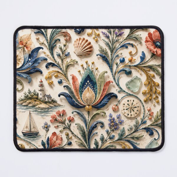 Item preview, Coastal Folk Floral Pattern | Baltic Inspired Design designed and sold by TheSlowShore.