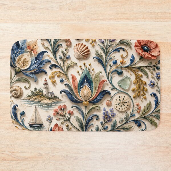 Item preview, Coastal Folk Floral Pattern | Baltic Inspired Design designed and sold by TheSlowShore.