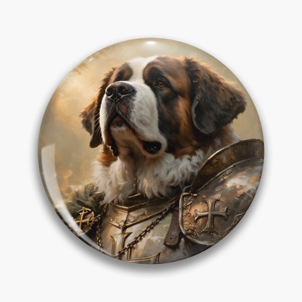 Item preview, Saint Bernard Knight Fantasy Warrior Dog in Enchanted Forest designed and sold by cr6zym1nd.