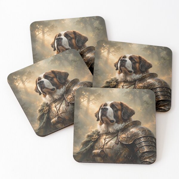 Item preview, Saint Bernard Knight Fantasy Warrior Dog in Enchanted Forest designed and sold by cr6zym1nd.
