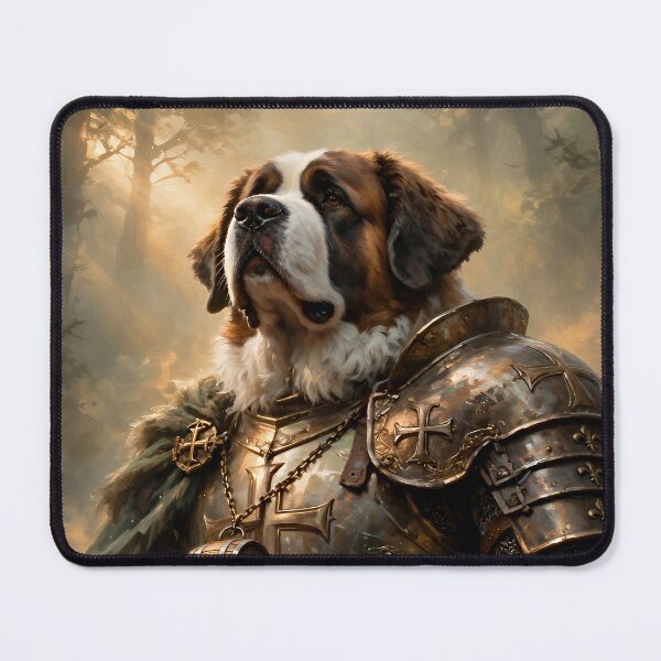 Item preview, Saint Bernard Knight Fantasy Warrior Dog in Enchanted Forest designed and sold by cr6zym1nd.