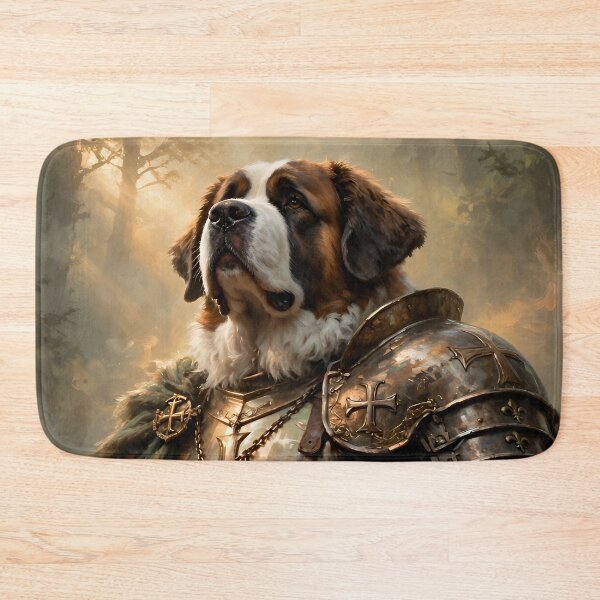 Item preview, Saint Bernard Knight Fantasy Warrior Dog in Enchanted Forest designed and sold by cr6zym1nd.