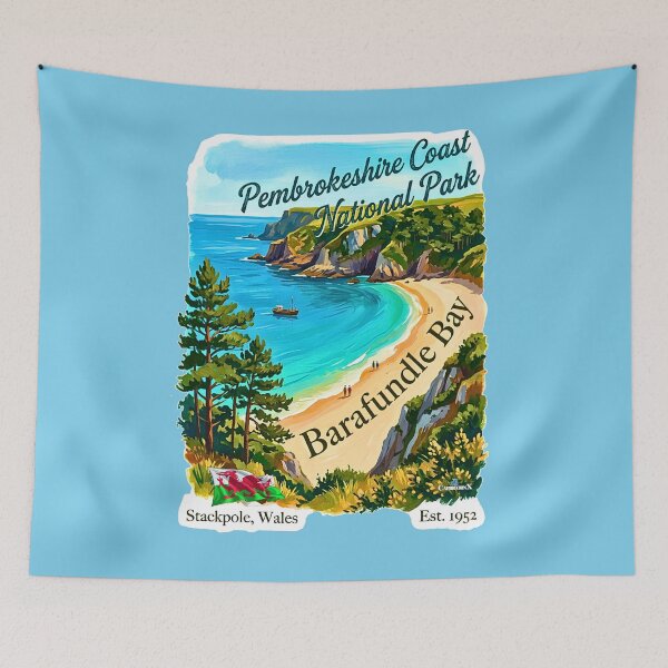 Item preview, Vintage Barafundle Bay Travel Art designed and sold by EvergreenPark - Tee Studio.