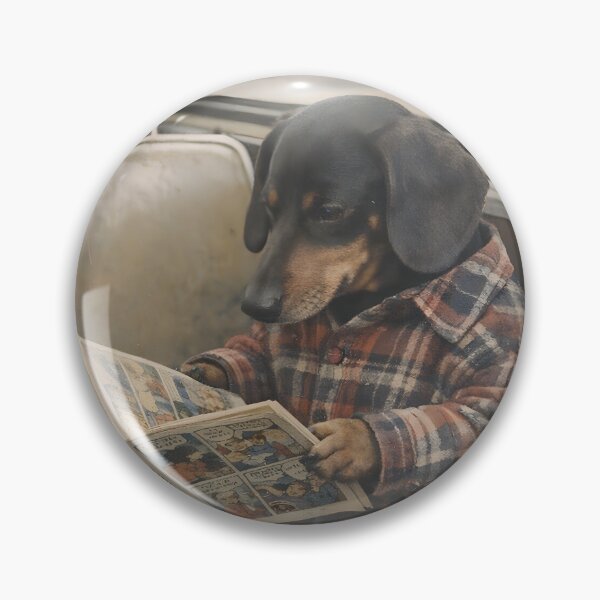 Item preview, Dog Sitting on a Vintage Car Reading a Magazine Wall Art | Relaxed Canine Road Trip Portrait | Retro Photography Aesthetic Print designed and sold by PaintedPixels01.