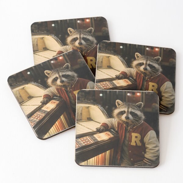 Item preview, Raccoon in an Old Casino Wall Art | Mysterious Woodland Character in a Vintage Casino Interior | Retro Photography Aesthetic Print designed and sold by PaintedPixels01.