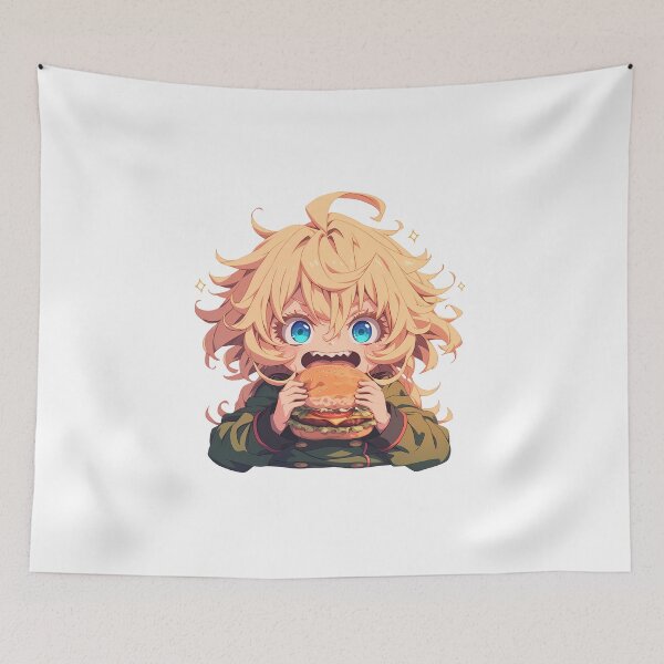 Item preview, Tanya Degurechaff Saga Of Tanya The Evil Anime Chibi Kawaii Burger Blue Eye Fierce Style designed and sold by Dashsopaner.
