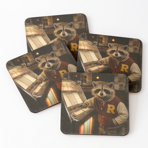 Item preview, Raccoon in an Old Casino Wall Art | Mysterious Woodland Character in a Vintage Casino Interior | Retro Photography Aesthetic Print designed and sold by PaintedPixels01.