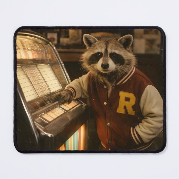 Item preview, Raccoon in an Old Casino Wall Art | Mysterious Woodland Character in a Vintage Casino Interior | Retro Photography Aesthetic Print designed and sold by PaintedPixels01.