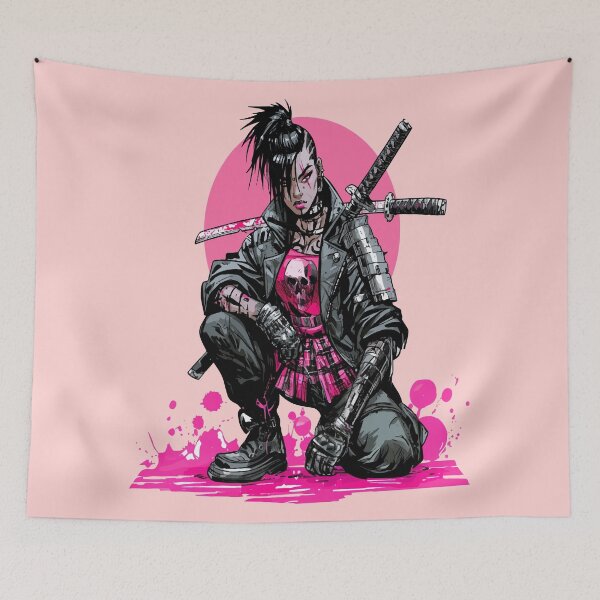 Item preview, Emo Pink Punk Moon Lady Samurai designed and sold by RichardRags.