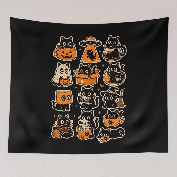 Item preview, Cute black cats in Halloween themed designs designed and sold by rafaeltto.