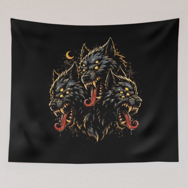 Item preview, Fierce three-headed wolf graphic Halloween design designed and sold by rafaeltto.