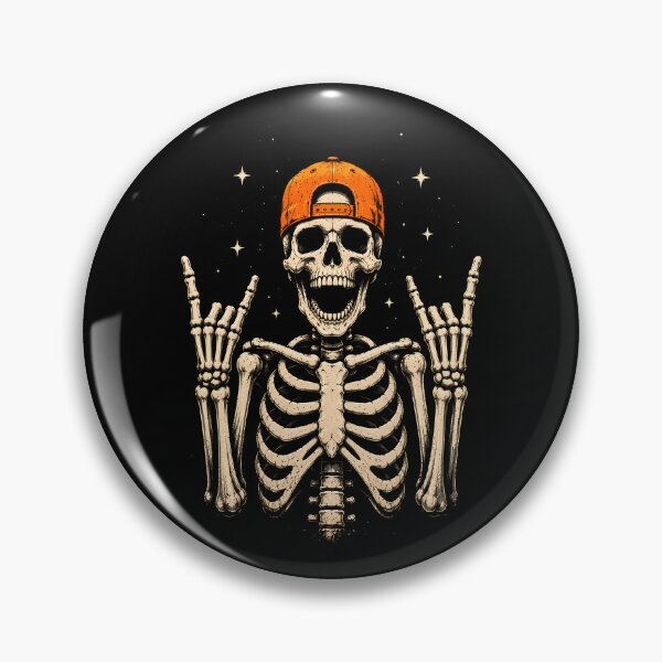 Item preview, Cool skeleton wearing a cap making rock hand gestures halloween designed and sold by rafaeltto.